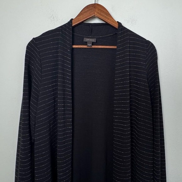 J.Jill Luxurious Wearever Ottoman-Knit Open-Front Cardigan Duster Black/Silver M - Picture 4 of 13